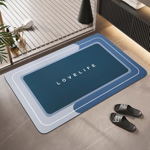 Bath mat Rubber Bathroom Mat-Quick Dry Absorbent Rug Non-Slip Thin Bathroom Rug by YCTMALL