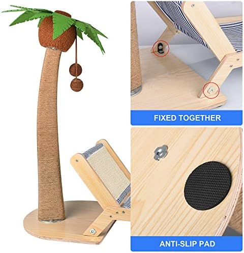 29.5" Cat Scratching Post with Lounge, Sisal Palm Tree Cat Bed - Image 2