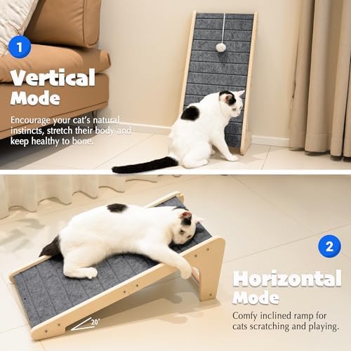 PETKARAY Felt Cat Scratcher, L Shaped Scratching Pad, Scratch Resistant Carpet - Image 4