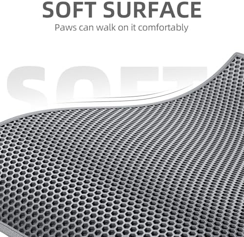 ESTHELLO Cat Litter Mat Honeycomb Double Layer Design 36’’ x 30’’ Gray - Image 3