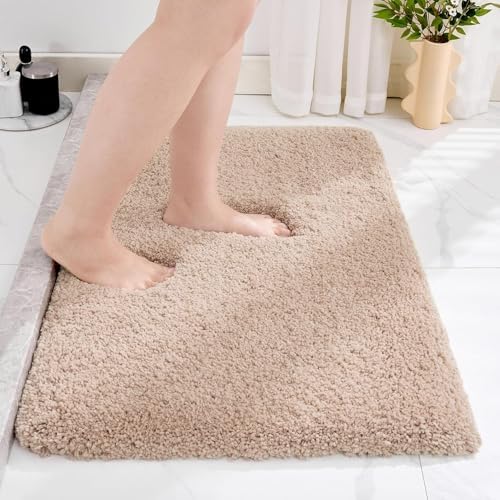 Disolla Beige Bathroom Rugs 17x24, Microfiber Non-Slip Plush Small Bath Mat by Disolla