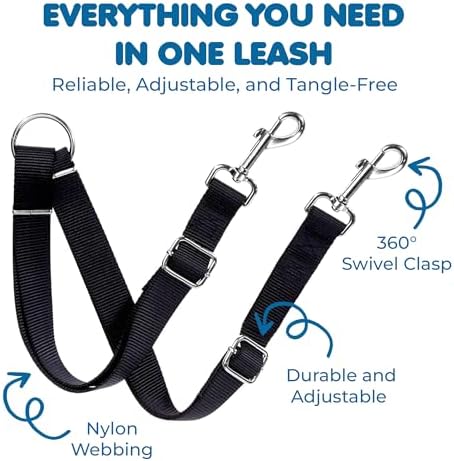 SunGrow 16-24" Adjustable Double Dog Walker Leash, Lightweight Dual Lead - Image 3