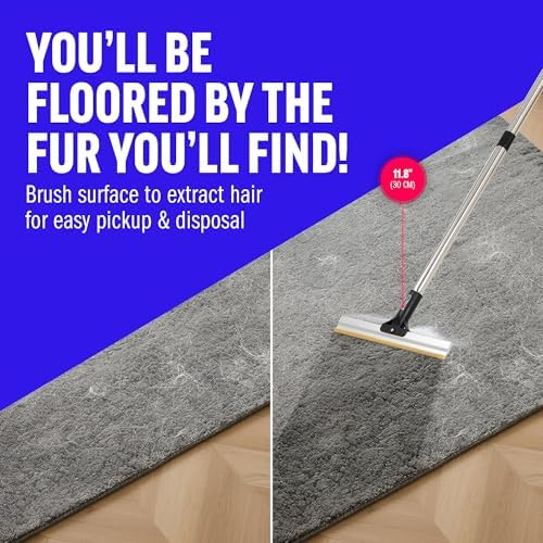 ChomChom Carpet Rake – Adjustable Pet Hair Remover Tool Up to 64 in Long – Deep - Image 2
