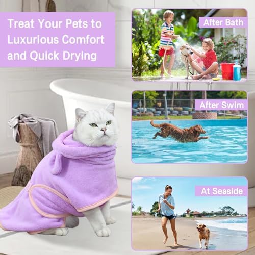 Pet Bathrobe for Dog Cat Absorbently Quick Drying Coat Cute Dogs Bath Towel - Image 3