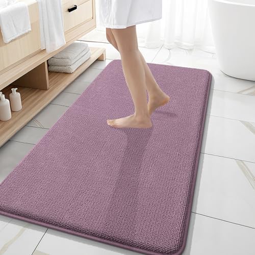 OLANLY Memory Foam Bathroom Runner Rug 47x20, Absorbent Long Mat, Deep Plum by OLANLY