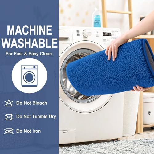 OLANLY Memory Foam Bathroom Rugs 36x24, Absorbent Bath Mat, Deep Navy Blue - Image 6