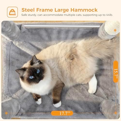 MUTTROS 45.7" Cat Tree with Hammock, Condo & 4 Sisal Posts - Image 4