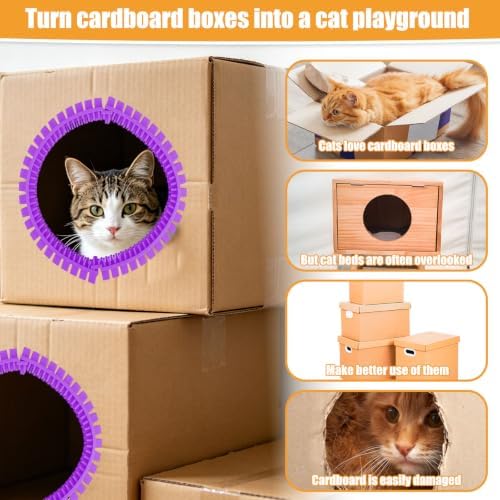 Cat Self Groomer Arch for Cardboard Boxes, DIY Tunnel Self-Grooming Brush Hole - Image 6