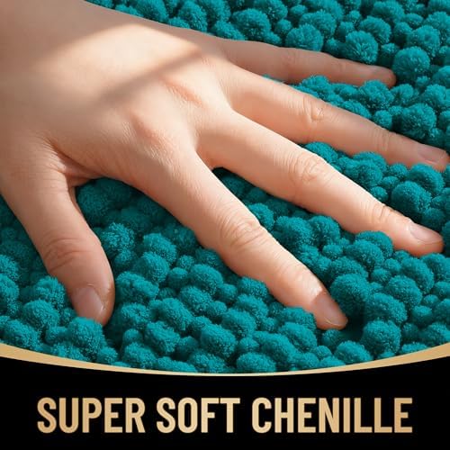OLANLY Thick Chenille Bathroom Runner Rugs Mats 44x24, Deep Lake - Image 2