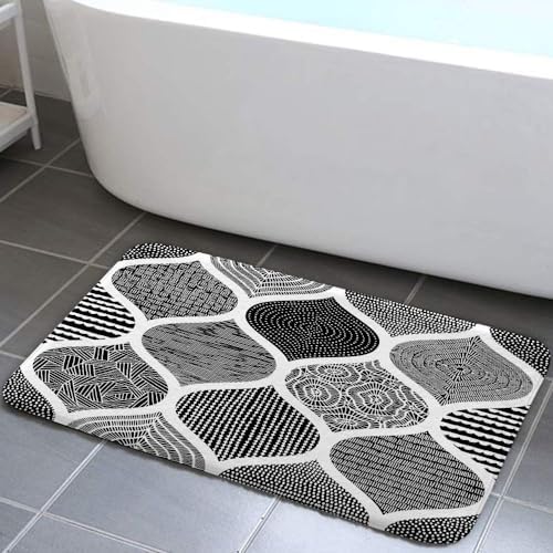 JAWO Black and White Paisley Bath Mat by JAWO