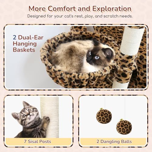 Globlazer 74in Leopard Heavy Duty Cat Tree Tower - Image 4