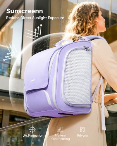 Pecute Cat Backpack Carrier, Large Space Cat Bubble Backpack, Light Purple - Image 5