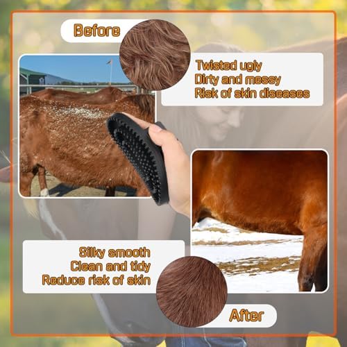 Rubber Curry Comb with Handle, Grooming Brush - Image 6