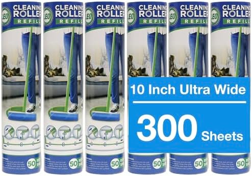 Leo Large 10-Inch Wide Lint Roller Refills 6 Rolls 300 Ultra-Wide Sheets by Leo