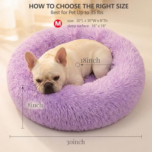 nononfish Small Dog Bed, Plush Calming Donut Pet Bed - Image 3