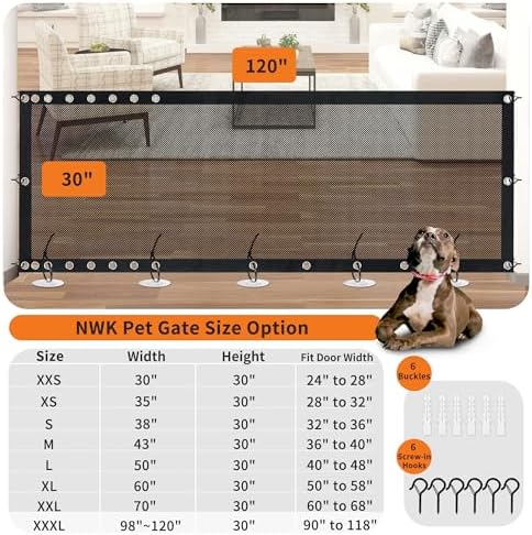 NWK 98’’ to 120’’Extra Wide Adjustable Pet Gate, 30’’ Tall - Image 2