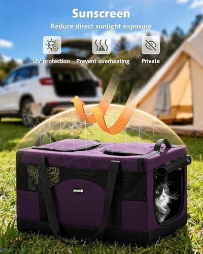 Pecute Cat Carrier, Soft Double Pet Crate - Image 6