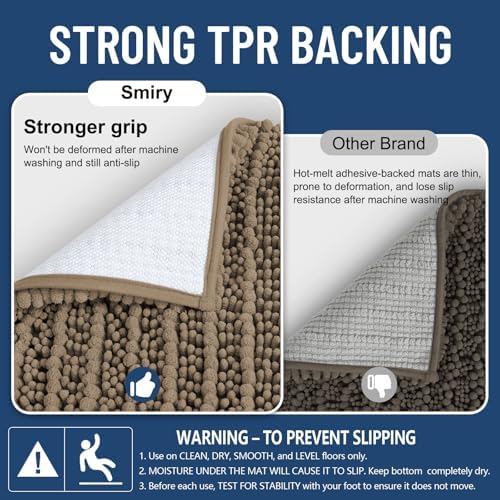 Smiry Bathroom Rugs 47X17, Extra Soft Rubber Backing Chenille Bath Mats - Image 3