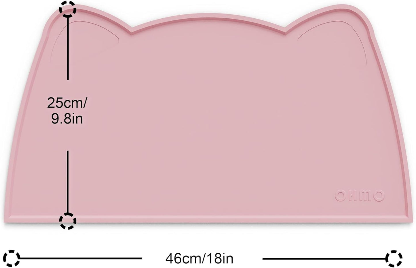 OHMO - Cat Food Mat, Silicone Pet Feeding Mat for Floor Non-Skid Waterproof Dog Water Bowl Tray, Easy to Clean Pet Placemat (Pink, 18 * 9.8'')