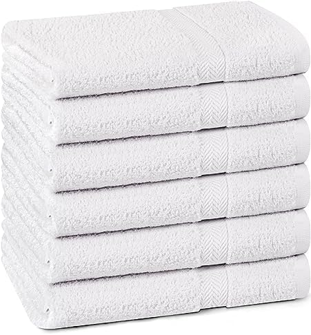 Towel and Linen Mart 100% Cotton White 6 Pack Bath Towel Set, Quick Dry by T+%26+L+Towel+and+Linen+Mart