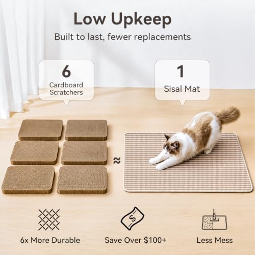 Cat Scratcher Mat, 23.6"x15.7" Natural Sisal Cat Scratch Pad - Image 4