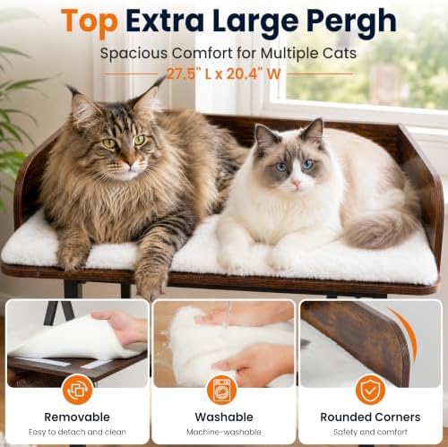 48in Wood Modern Cat Tree for Large Indoor Cats - Image 3