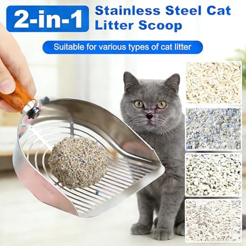 Cat Litter Scoop Metal 304 Stainless Steel, One-Piece Pressed Design - Image 2