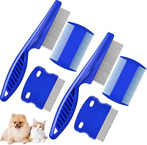 6 Pack Dog Grooming Comb, Pet Flea Lice Stainless Steel Cat Combs by Brillirare