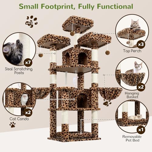 Globlazer Big XL Cat Tower for Indoor Multiple Cats, Leopard Print - Image 4