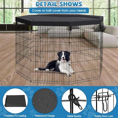 Artmalle 36" H Dog Playpen, 8 Panel 24" W Rustproof Metal Pen - Image 4