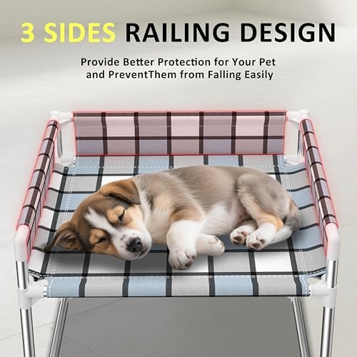 Bedside Cosleeper Dog Bed with Guardrail, 3-Fence Height Elevated Bed Dog - Image 4