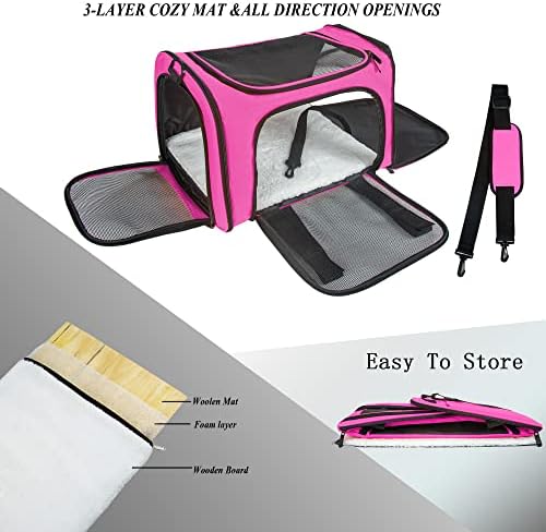 Soft Sided Carrier for Small Medium Cats Dogs, TSA Airline Approved Collapsible - Image 5