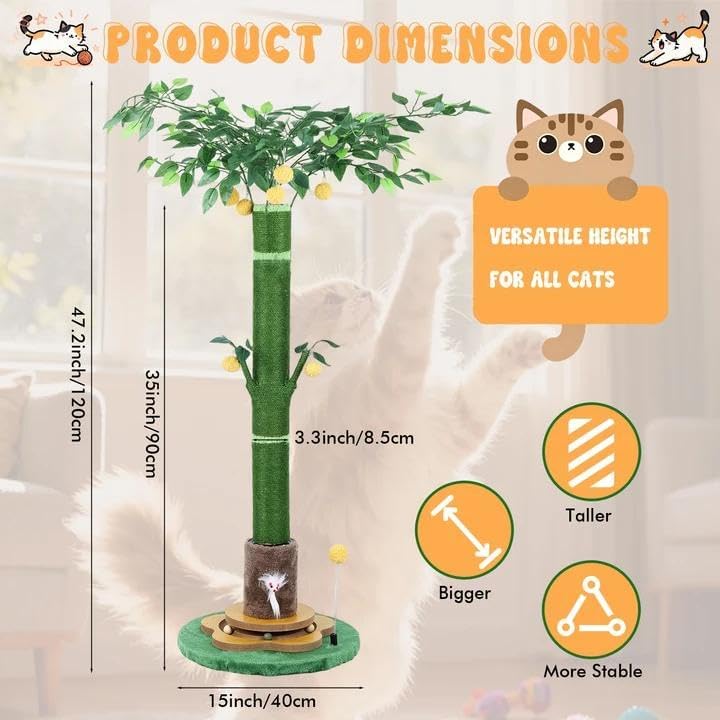 47'' Extra Tall Cat Scratching Post, Cute Cat Scratching Post - Image 4