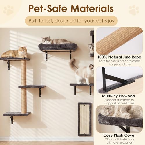 5-in-1 Cat Wall Shelves for Large Cats, Floating Climber - Image 6