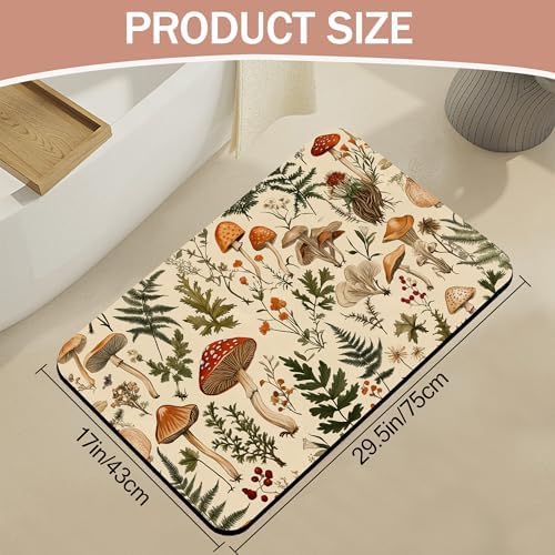 Bath Mat, Mushroom Forest Bathroom Rugs, Quick-Drying Non-Slip Rubber Bath Mats - Image 2