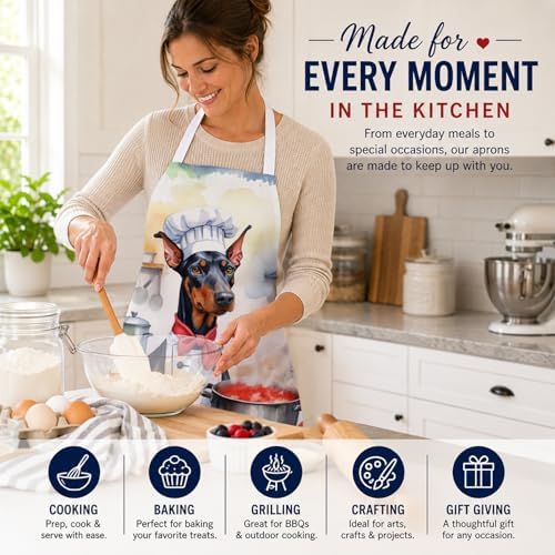 Caroline's Treasures Doberman Pinscher The Chef Apron Cooking Kitchen Server - Image 6