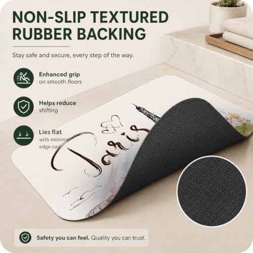 Natural Diatomaceous Earth Bath Mat, Ultra Thin Quick Dry Floor Rug - Image 5