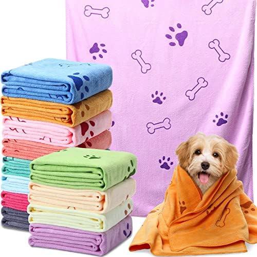 Irenare 12 Pack Dog Bath Towel Set 20'' x 39'' Microfiber by Irenare