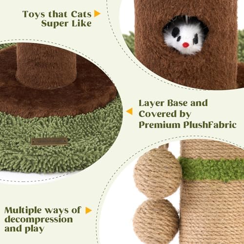 Woochpet Cat Scratching Post for Indoor Cats, 35.43" Tall Cat Scratcher Tree - Image 3
