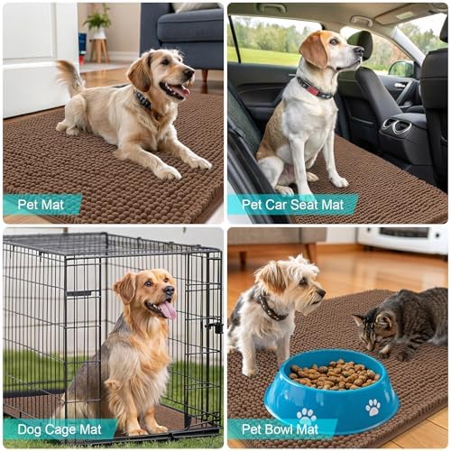 OLANLY Dog Door Mat for Muddy Paws 40x24, Super Absorbent Chenille Mud Mat - Image 7