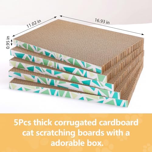 Cat Scratcher Box with 5 Reversible Pads, Corrugated Cardboard - Image 3