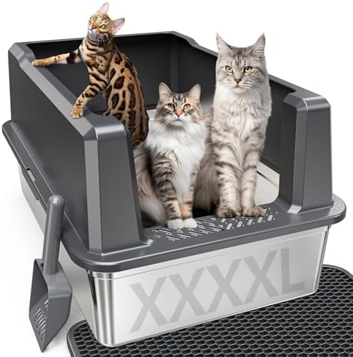 XXXL Stainless Steel Cat Litter Box by PEMATAR
