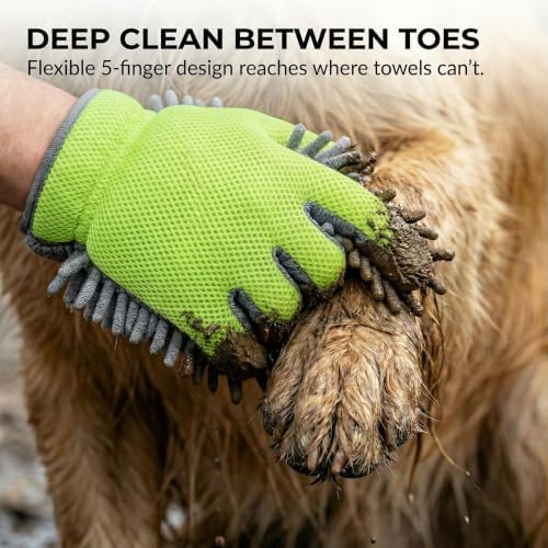 Dog Washing Gloves, 2 Chenille Mitts - Image 2