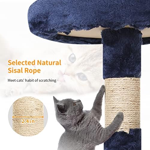 BestPet | 36" Cat Tree Tower | Navy Blue | Sturdy Multi-Level Cat Tree - Image 3