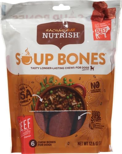 Nutrish Rachael Ray Soup Bones Dog Treats, Beef & Barley Flavor, 6 Bones (Pack of 2)