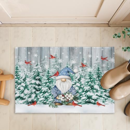 Giwawa Winter Gnome Bath Rug Pine Tree Absorbent Bathroom Rug Holiday Washable - Image 7