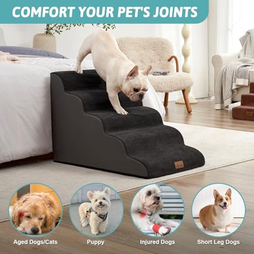 COZY KISS Extra Wide Dog Stair for Small Dog, 5 Step Pet Ramp for Bed - Image 4