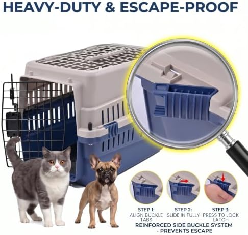 Hard-Sided Pet Carrier for Cats and Small Dogs, Portable Plastic Crate for Vet - Image 5
