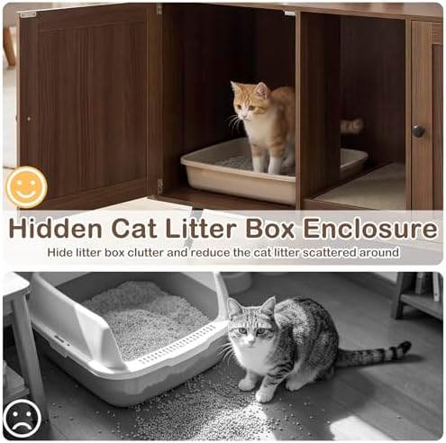 Tangkula Double Cat Litter Box Enclosure - Image 5