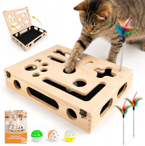 Cat Scratch Puzzle Enrichment Box, Interactive Cat Toy by Unknown